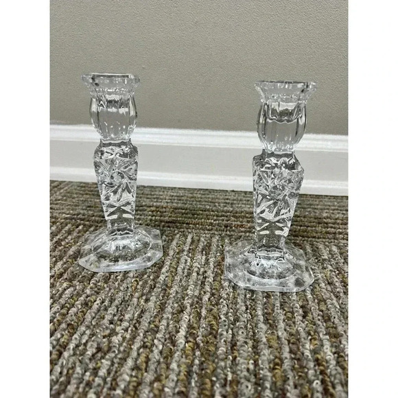 GORGEOUS Vintage Leaded Crystal Candlesticks 6" x 2.75" EXCELLENT CONDITION - Picture 2 of 12